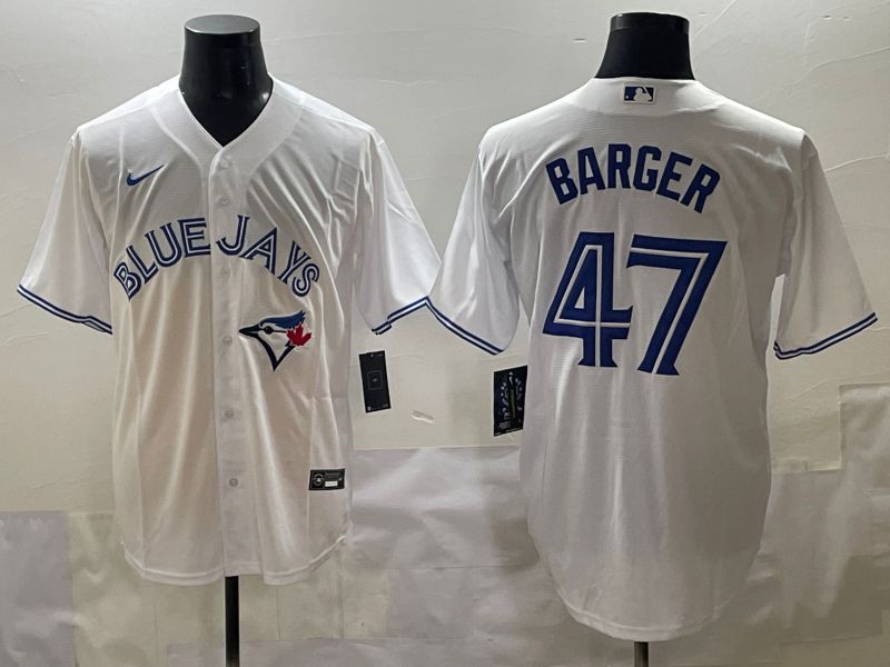 Men 2025 Toronto Blue Jays 47 Barger White Game Nike MLB Jersey style 1